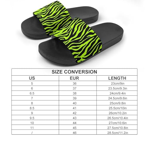 Neon Green Zebra Pattern House Slippers for Women Men Lightweight Open-toe Slide Shoes for Bathroom Swimming Beach2