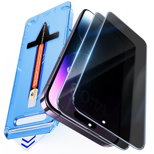 MAGIC JOHN 2 Pack for iPhone 14 Pro Max 6.7 inch Privacy Glass Screen Protector Auto Dust-Elimination Installation Bubble Free Easy Installation