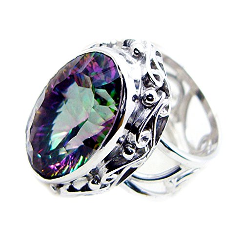 Bague Mystic Quartz en argent 925 ovale pour femme