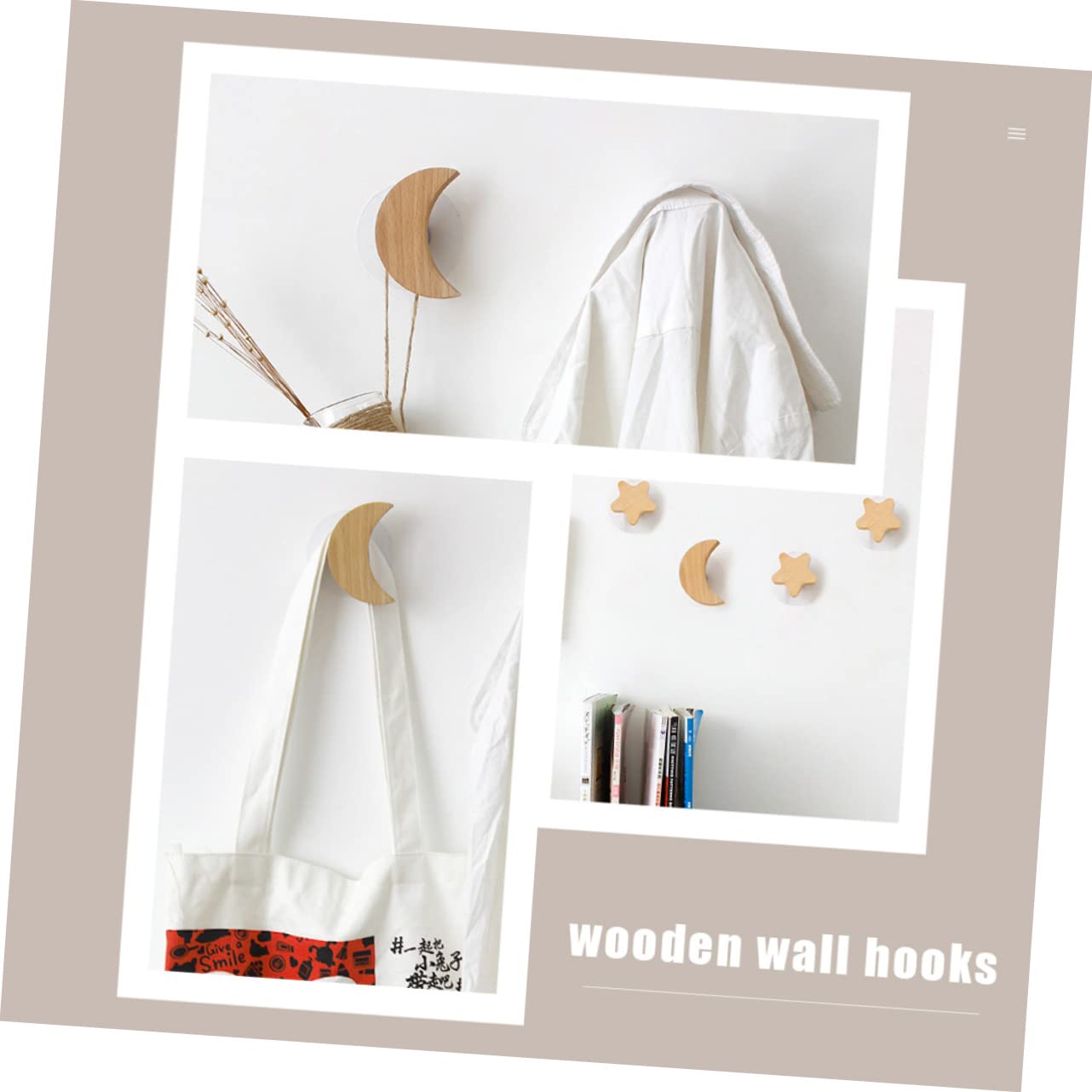 Lot de 2 Crochets sans poinçonnage pour Veste, Porte-Manteau, cintres pour vêtements, Crochets muraux, Crochets en Bois, Cuisine, Salle de Bain, Crochets muraux, Crochets sans poin