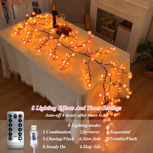 AMFUN 230cm 144 LEDs Kirschblüten Zweige Lichter, Kirschblüten LED Wand mit Fernbedienung, 8 Modi, Sakura Vine Wand Deko, für Schlafzimmer, Wohnzimmer & Feiern [Energieklasse A+++]