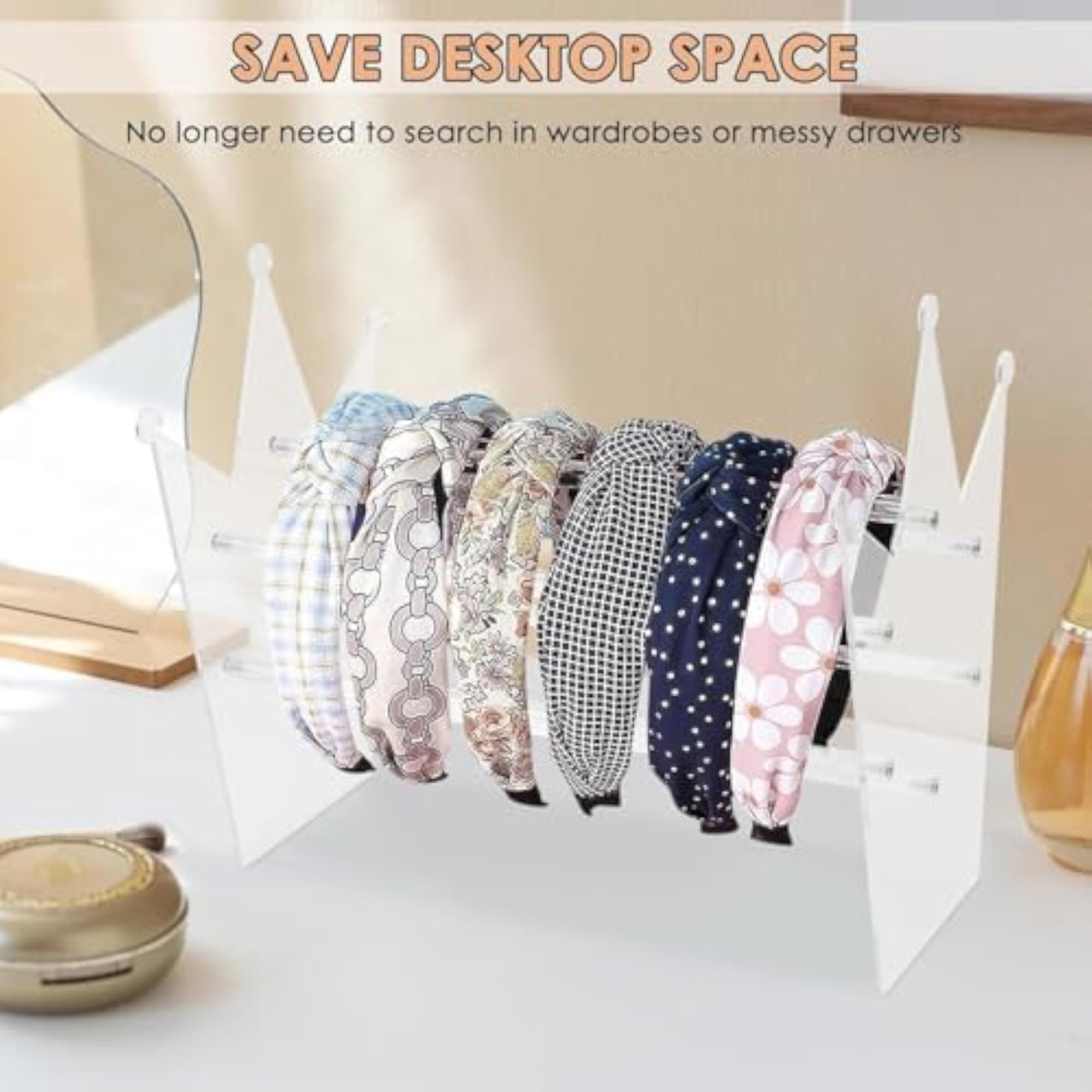 Clear Headband Organizer, Acrylic Hair Hoop Display Stand