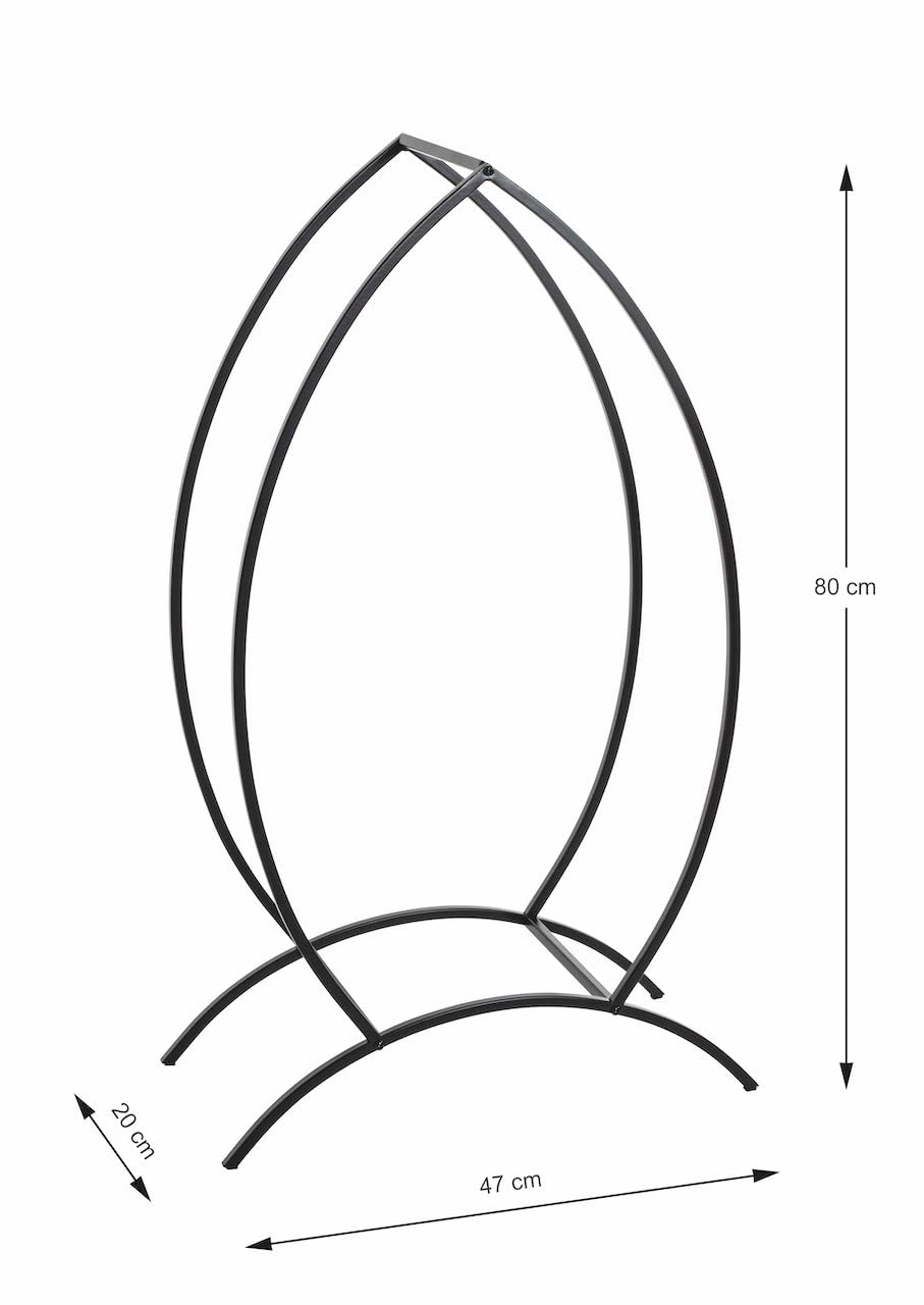 HAKU Porta legna da ardere nero, metallo - Dim. L 47 cm x A 80 cm x P 20 cm, Stile Moderno