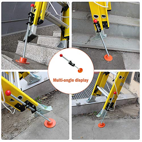Sidasu Orange Ladder Leveler Pair Extension Ladder Stabilizer Adjustable Feet Levelers Ladder Leveler Feet up to 550LBS Ladder Extension for Stairs