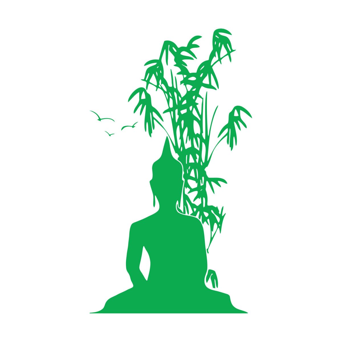 Buddha Bamboo India Religion Wall Sticker Bedroom Yoga Salon Tree Bird Wall Decal Living Room Vinyl Home Large - 52x90cm โ image 1