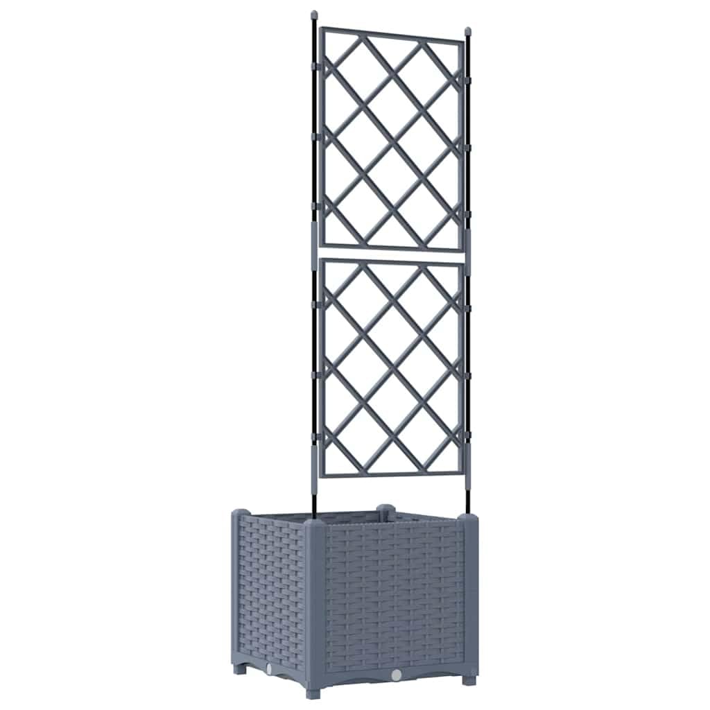 Jardinera de plástico gris claro, 40 x 40 x 143 cm, jardinera para exteriores, balcón, terraza, con resistencia a las heladas y almacenamiento de agua para hierbas y plantas