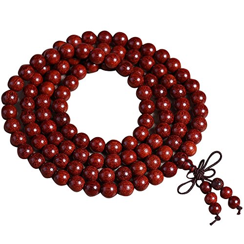 beetest braccialetto di legno di uomini donne 6 MM X 108, indiane tibetani grana Sandalo Rosso Meditazione Buddha Mala Elastico Nodo Cinese braccialetto bracciale collana catena di preghiera