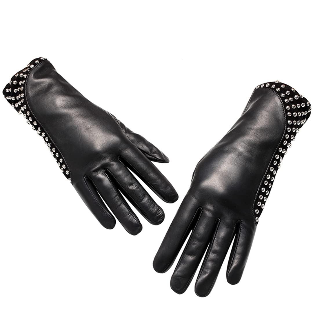 Guanti in pelle da donna stile punk Guanti da moto con rivetti caldi alla moda Guanti da moto Windptoof all'aperto