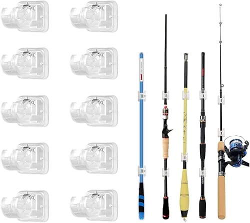 Clips de caña de pescar con tornillos, clips de caña de pescar montados en la pared para cañas de pescar, 10 piezas de caña de pescartacortinaclips Clips de caña de pescar con tornillos, clips de caña de pescar montados en la pared para cañas de pescar, 10 piezas de caña de pescartacortinaclips