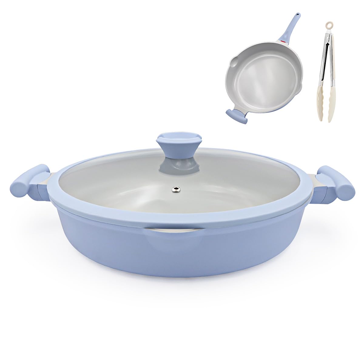 Ceramic Frying Pan Skillet Nonstick with Lid, 14 Inch Large Deep Saute Pan