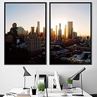 2 Piece Framed Canvas Wall Art Beautiful Sunset Canvas Prints Home Artwork Decoration for Living Room,Bedroom - 16