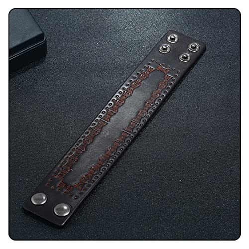 Image of Punk Rock Print Pattern Wristband Wide Leather Cuff Bracelet