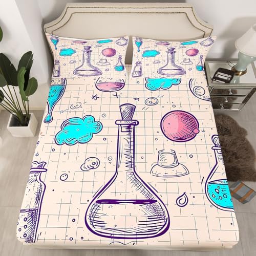 Erosebridal Chemistry Lab Fitted Sheet Twin Size Chemical Equation Bed