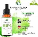 NATURFREUND® Hanföl HOCHDOSIERT mit 150mg pro Tagesdosis - Premium Hanfsamenöl Hemp Oil - Omega 3-6-9 Öl Fettsäuren Naturöl - Made in Germany - 10ml