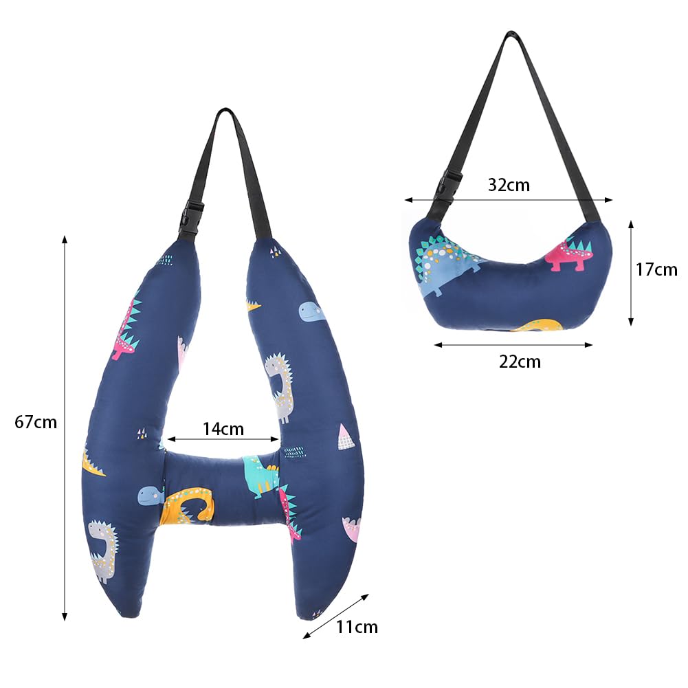 IBLUELOVER Oreiller de Voyage Enfant Siège Auto Coussin de Voiture pour Enfant Dormir Voyage Automobile Coussin Ultra-Doux Oreiller de Cou Support de Tête Protège Ceinture de Sécurité