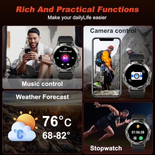 Smart Watch for Men Fitness Tracker: Bluetooth Waterproof Make Answer Call Digital Mens Watches Running Step Pedometer Smartwatch for Android Phones iPhone Samsung Compatible Sleep Heart Rate Monitor by Kimeag - Used condition - Image 5