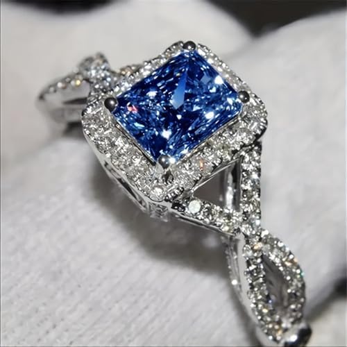White Golden Plated Copper with White Square Cubic Zirconia Engagement Rings Wedding Bridal Band Promise Rings Evening Parties Anniversary Valentine's Day Gifts Eternity Bands for Women