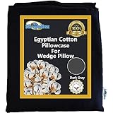 Sleepnitez Bed Wedge Pillow Cover, Loose Fitting 100% Egyptian Cotton Pillowcase for Our 8" Wedge Pillow. Dark Gray. Zip Closure for Easy Removal.