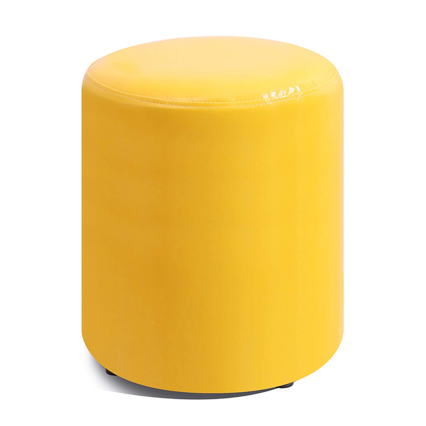 Tabouret rond en simili cuir jaune 35x35x45 cm avec cadre en bois massif robuste pour le bureau