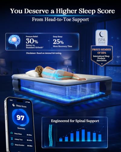 Image of VOSSER Queen Air Mattress with Built-in Pump, 13 inch Raised Blow Up Inflatable Mattress Queen, Heavy Duty 800lbs Luxury Comfort Air Bed for Home, Guests & Camping, Thick Self-Inflating Bed