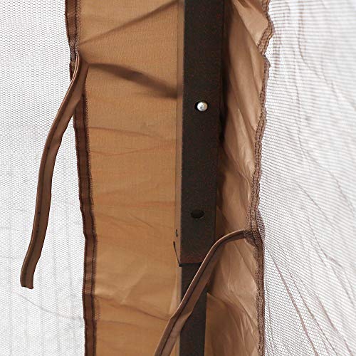 LONABR 10.5X10.5 Gazebo with Mosquito Netting Outdoor Pop up Canopy Tent for Patio,Garden,Backyard Sun Shelter (Brown)