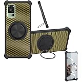 Kinetijy Case Compatible for Lava Blaze 2 Phone Case Cover [with 1* Tempered Glass Screen Protector] Hybrid Case[360°Ring Support, Magnetic] CX-24-HEI