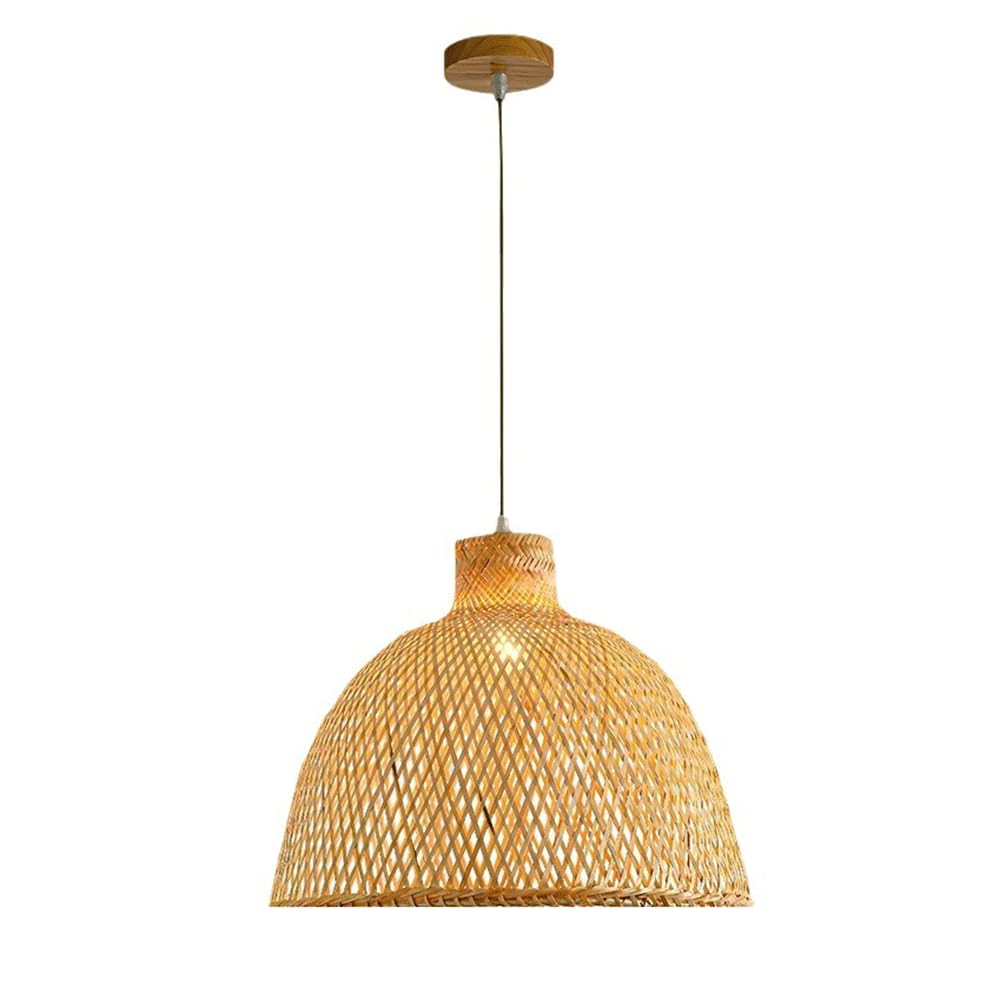 CHUNGYANG Chinese Style Bamboo Pendant Light for Restaurant Bar Wabi-Sabi Style Staircase Hallway Lighting Fixture Pastoral Bamboo Woven Pendant Lamp Natural Materials Dining Living Room Chandelier