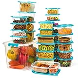 Freshly Contained 33-Teilig Frischhaltedosen mit Deckel Kunststoff - Mehrweg Plastikbehälter mit Deckel BPA-Frei - Luftdichtes Brotdosen Set zur Aufbewahrung - Ideal zum Einfrieren / für Mikrowellen