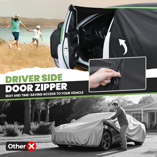Image of Cartist 420d Car Cover Fits for Jeep Wrangler 4 Door JK JL 2006-2026, All Weather Car Covers for Wrangler Accessories, 100% Waterproof, Door Zipper, Night Reflective Strips, UV Rain Snow Protection