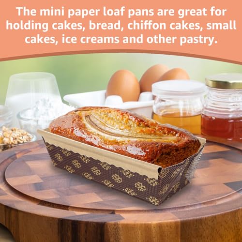 Moldes de papel para pan desechables, mini fuentes de horneado para pastel de paquete y budín 8