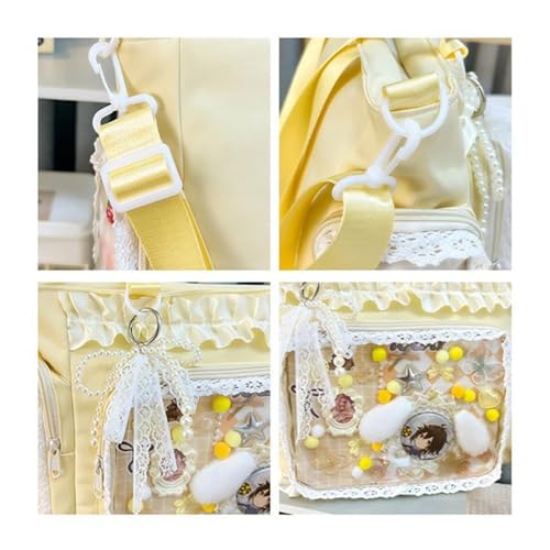 Kawaii Ita Bag with Clear Display Window, Soft Lace Ruffle Trim Shoulder Purse,Multi-Pocket Crossbody Tote for Anime Cosplay3