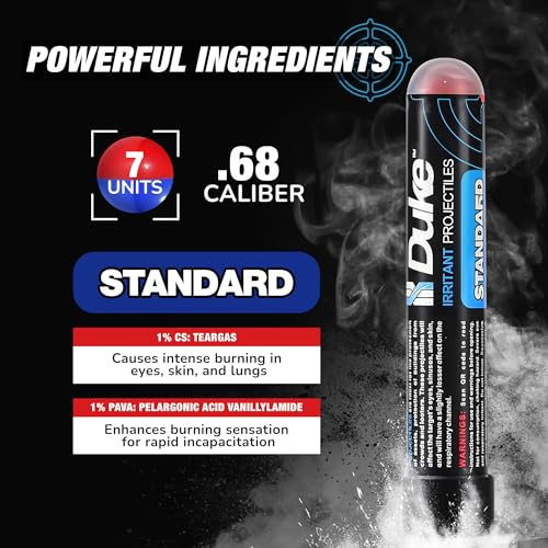 Image of Duke 68 Cal Pepper Ball Projectiles (1% PAVA + 1% CS) - Standard Irritant Projectiles, Non Lethal Pepper Gun Balls for Self Defense Weapons, Home Defense - Round, 3.2g - 3.4g