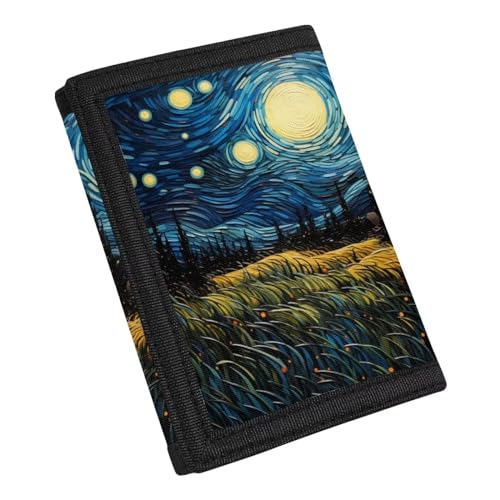 Flashideas Starry Night Fashion Kids Wallet for Boys Cool Wallets with Coin Pocket Id Window Multi-Compartment Wallet to Store Your Cards Small Tri-folded Wallet