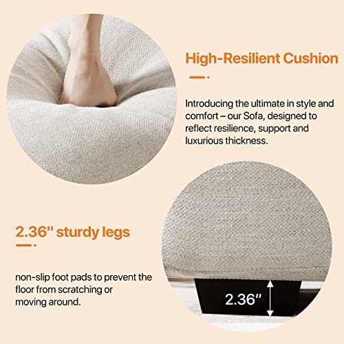 Luffield Chenille Loveseat Couch -88.6" Modern Design Sofa With Solid Wood, Metal Frame, Durable，Removable Back Cushion And Seat Cushion, Easy Cleaning(Beige) #TOP2