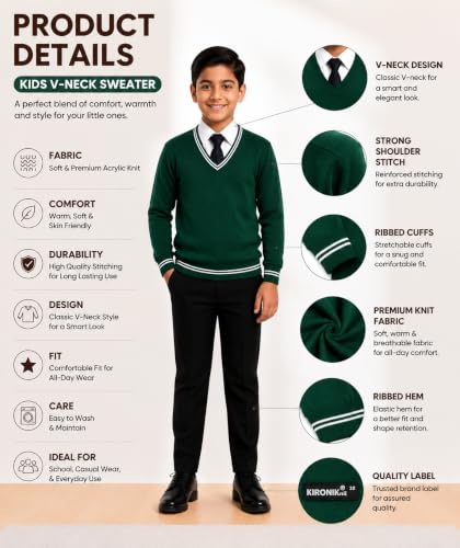 Image of Boy's School Uniform Lining Full Sleeves Sweater - Daffodil