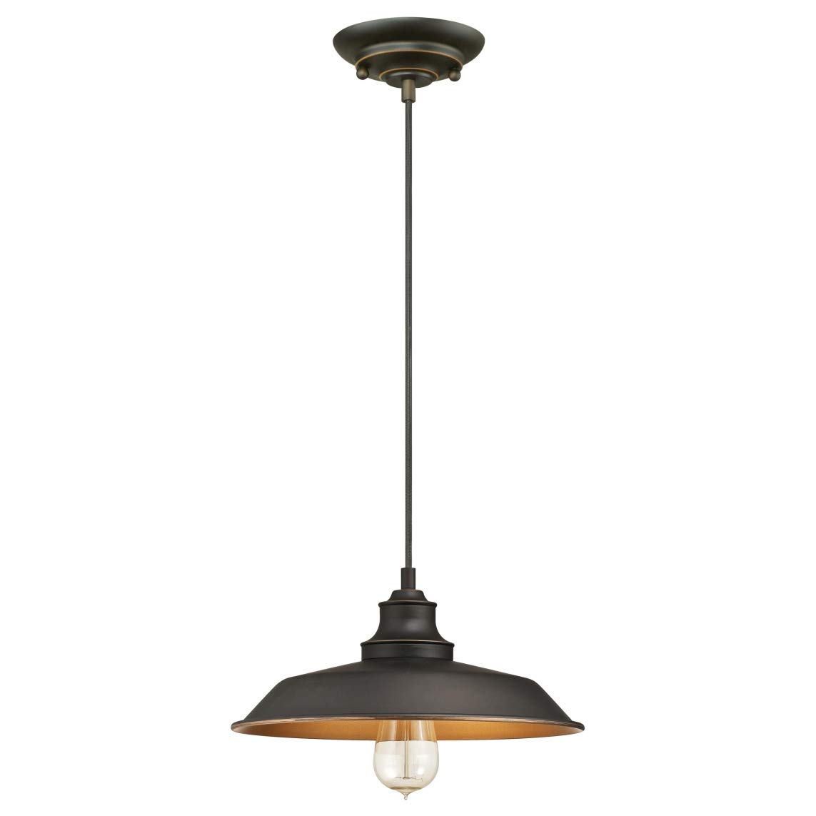 Westinghouse Lighting Jednopalnikowa lampa wisząca, wykonanie olejowanego brązu z akcentami, szkło, 1 W, 30 x 30 x 145 cm, 6344740, lampa wisząca z 1 lampą