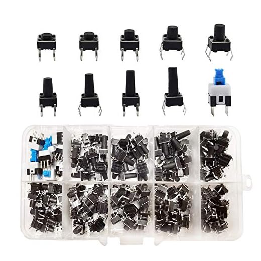 YIXISI 180 Stücke Taktilen Druckschalter, Taktiler Drucktastenschalter, Button Micro Tactile Switch (4 pin 6x6mm 7x7mm)