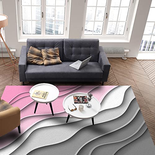 Geometric Pink Gray Ombre Area Rug For Bed Room, 2'7" X 5' Indoor Accent Rugs Non-Skid Kitchen Runner, Modern Abstract Art Bathroom Rugs Modern Floor Mats Washable Throw Carpet For Living Room #TOP3