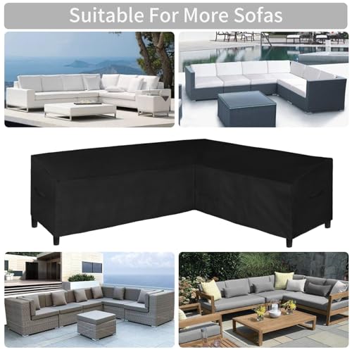 Image of Easy-Going Patio L-Shaped Sectional Sofa Cover, 110 inchX85 inch Waterproof Heavy Duty Outdoor Garden Furniture Cover (Right Facing, Black)