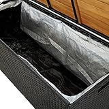 vidaXL Gartenbank mit Stauraum Gartentruhe Sitzbank Kissentruhe Kissenbox Truhenbank Auflagenbox Gartenmöbel Bank 120cm Poly Rattan Schwarz - 6