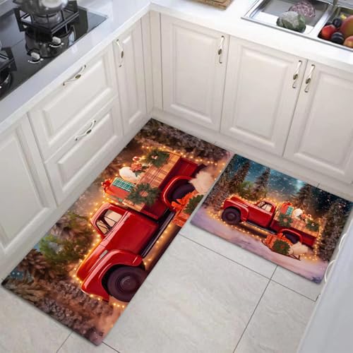 Decoraciones navideñas para cocina con este set de tapetes de piso lavables 2