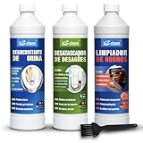 Bio-Chem - Basic Set de 3 productos de limpieza doméstica - Elimina orina y cal - Desatasca desagües - Limpia horno, ollas y sartenes