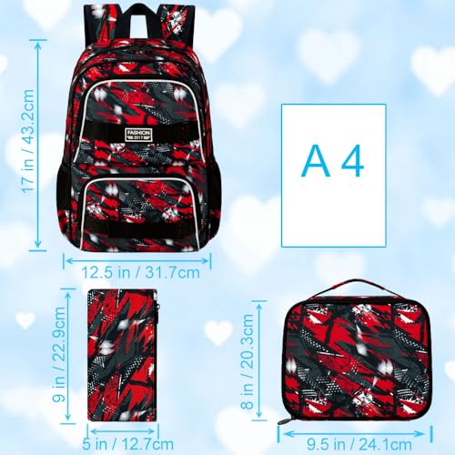 3Pcs Backpack for Girls Boys, 17 Inches Women Men School Bookbag Set for Teens College, Laptop Backpacks with Lunch Box4