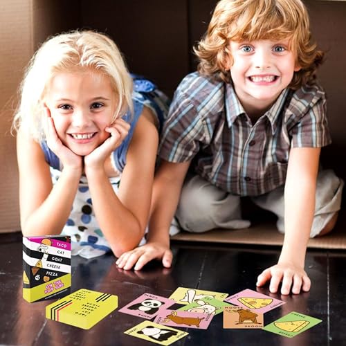 Image of Tickles Taco Cat Goat Cheese Pizza - On The Flip Side Card Game | Quick Fun Family Game Night, Birthday Party & Travel Game for Kids & Adults (Ages: 8+ Years, Players: 2-8)