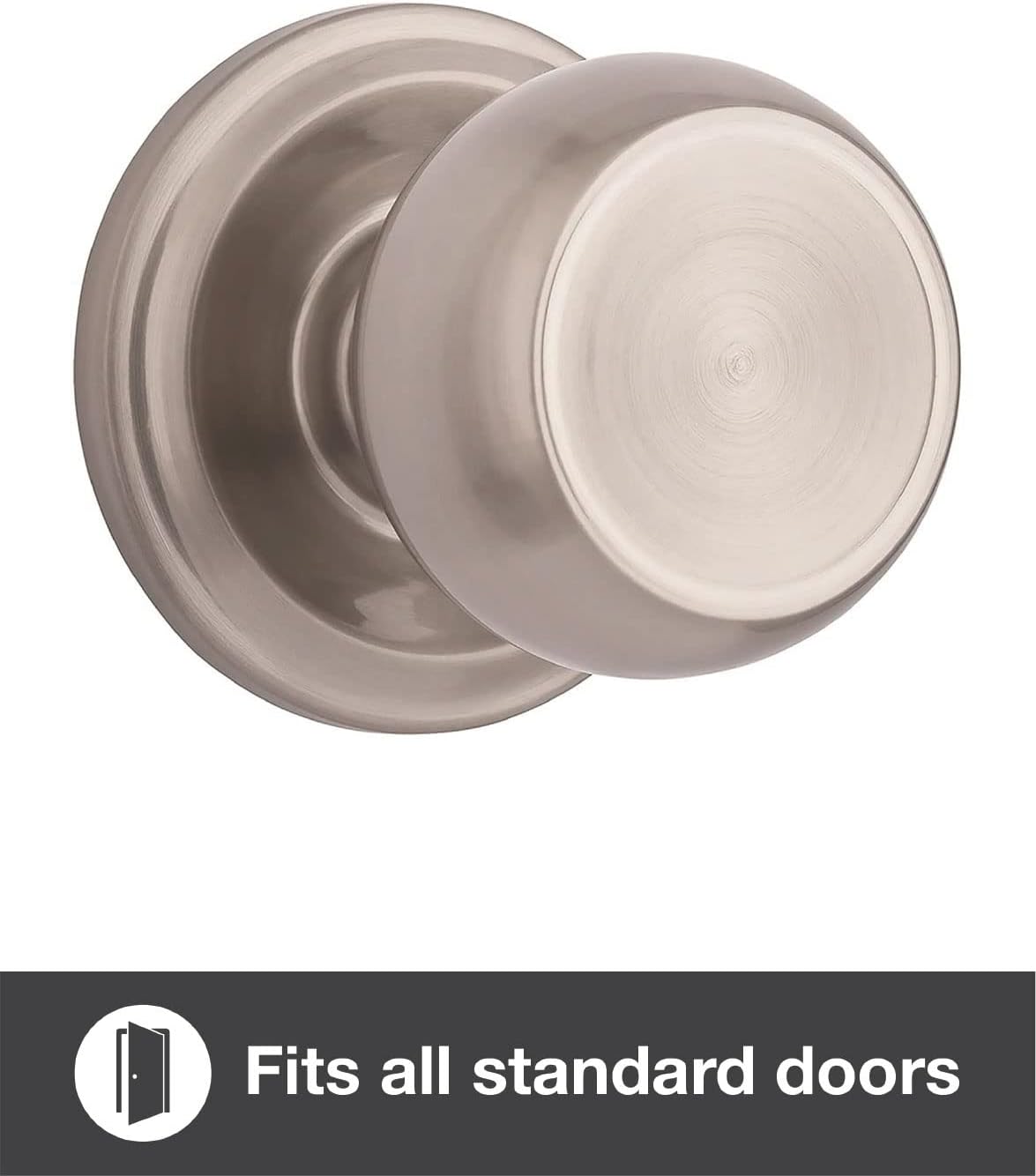 BRINKS Stafford Hall Closet Door Knob, Satin Nickel - Hands-Free Technology, Non-Locking, ADA Compliant, Easy Install, Commercial Grade Chassis