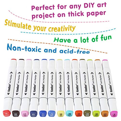 Keebor Premium 50+1 Colors Dual Tip Alcohol Art Markers, Plus 1 Blender Marker with Thick Packing, General Markers for Fine Arts Academy