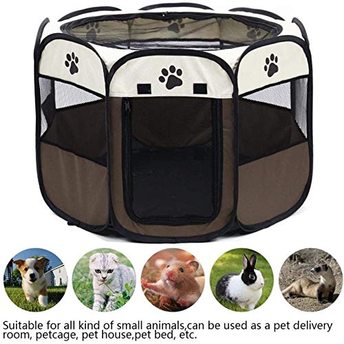 Portable Pet Playpen, Foldable Dog Playpens, Indoor/Outdoor Pet Exercise Kennel Tent Mesh Shade Cover Travel Dog Play Tent for Puppies/Dogs/Cats/Rabbits (M:35″*35″*24″, Brown) Portable Pet Playpen, Foldable Dog Playpens, Indoor/Outdoor Pet Exercise Kennel Tent Mesh Shade Cover Travel Dog Play Tent for Puppies/Dogs/Cats/Rabbits (M:35″*35″*24″, Brown)