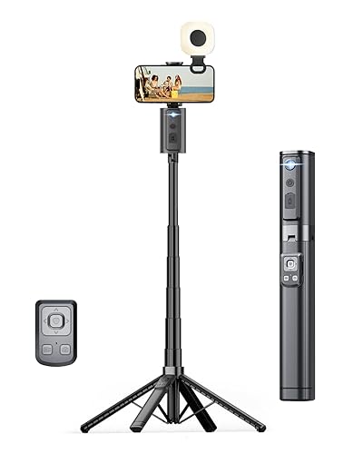 Auto Face Tracking Tripod 360 Rotation with Light, Phone Tripod