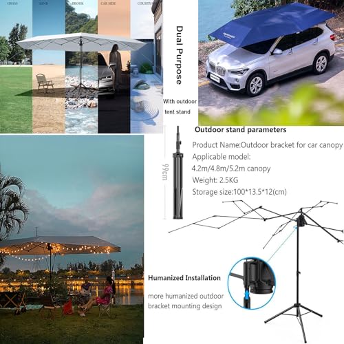 Tenda automatica per auto 2 in 1 e ombrellone da esterno, baldacchino pieghevole e mobile, telecomando, batteria mobile, supporto esterno, copertura automatica per auto
