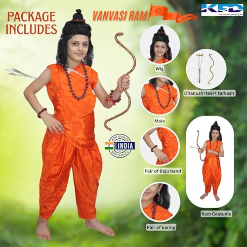 Image of Kaku Fancy Dresses Ramayan Costume for Kids | Infant Baby Ram Dress | Mata Sita /Seeta Costume | Hanuman Costume for Boys with Accessories